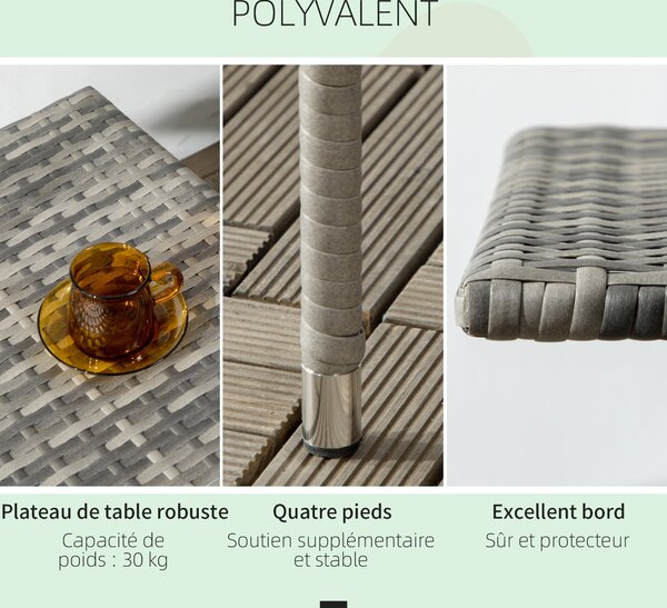 Outsunny Pohodlný Stylový Čtvercový Kávový Stolek na Zahradu z Woven Resin - 50 x 50 x 47 cm Černý | Aosom