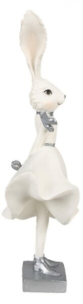 Figurka fešácké králičí slečny v bílé sukni – 37 cm