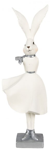 Figurka fešácké králičí slečny v bílé sukni – 37 cm