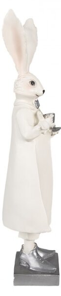 Velká figurka fešáckého králíčka v obleku a kávičkou – 47 cm