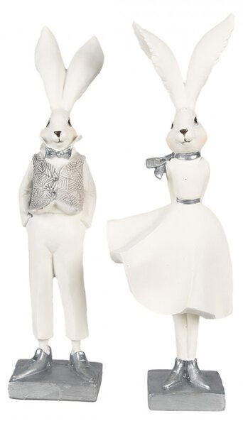 Figurka fešáckého králíčka s stříbrnou vestičkou – 36 cm