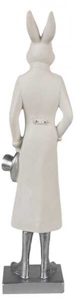 Figurka fešáckého králíčka v obleku a stříbrným kloboukem – 34 cm