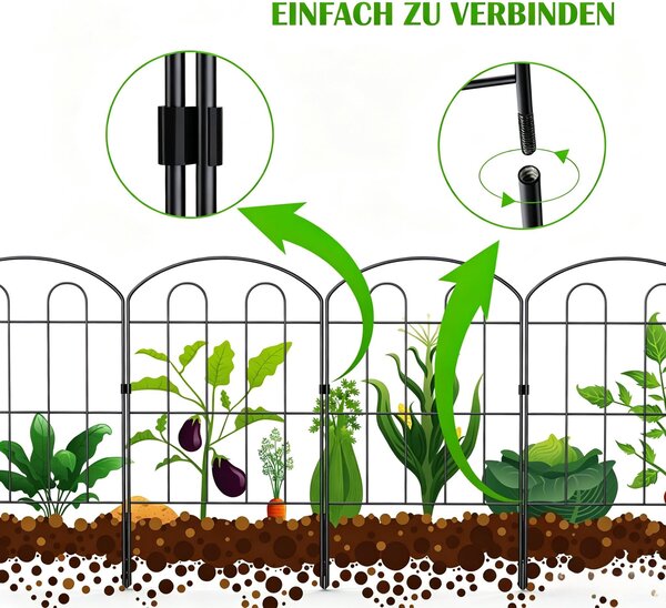 10 kusů dekorativních plotových dílů do zahrady, celková výška 61 cm, celková délka 3,3 metru, plot pro oddělení zvířat