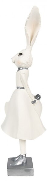 Figurka fešácké králičí slečny v bílé sukni – 37 cm