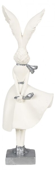 Figurka fešácké králičí slečny v bílé sukni – 37 cm