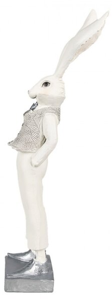 Figurka fešáckého králíčka s stříbrnou vestičkou – 36 cm