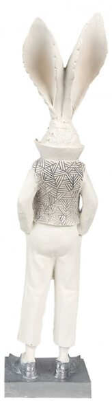 Figurka fešáckého králíčka s stříbrnou vestičkou – 36 cm