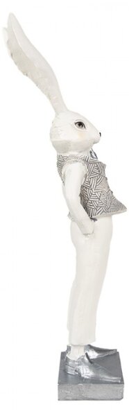 Figurka fešáckého králíčka s stříbrnou vestičkou – 36 cm