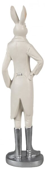Velká figurka fešáckého králíčka v bílém obleku se stříbrnými boty – 40 cm