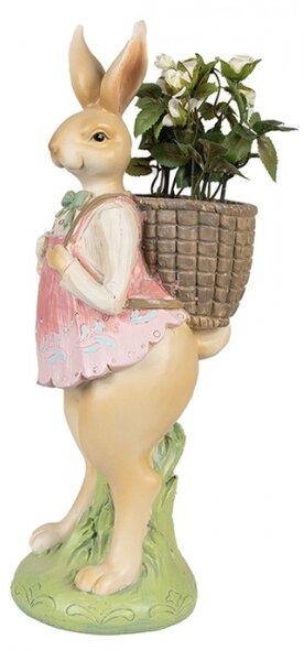 Velikonoční figurka králičí slečny s motýlkem a plnou nůší – 31 cm