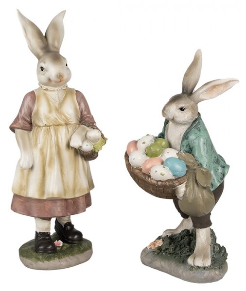 Velikonoční figurka králíčí maminky s košíkem puntíkatých vajíček – 38 cm