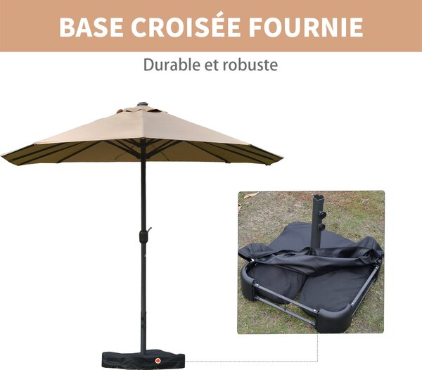 Outsunny Zahradní Parasol Dvojitý Obdélníkový 4,6L x 2,7W x 2,4H m s Kličkou pro Otevírání a Zavírání, S Písky a Základem, pro Balkon a Bazén, Khaki |