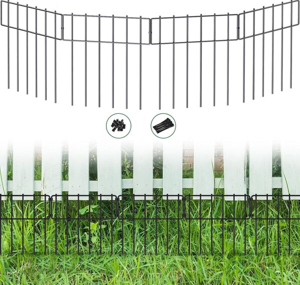 Dekorativní zahradní plot, 25 kusů, rozměry 8,2 m x 43 cm, kovový plot s propletenými prvky