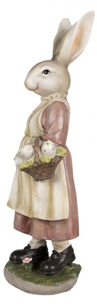 Velikonoční figurka králíčí maminky s košíkem puntíkatých vajíček – 38 cm