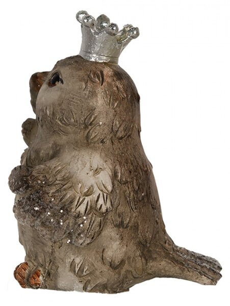 Dekorativní buddhistická figurka ptáčka Iwazaru se stříbrnou korunkou – 9 cm