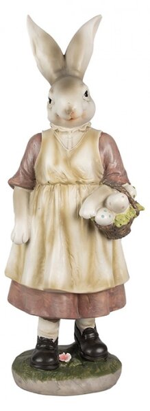 Velikonoční figurka králíčí maminky s košíkem puntíkatých vajíček – 38 cm