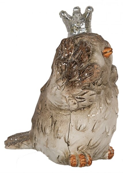Dekorativní buddhistická figurka ptáčka Mizaru se stříbrnou korunkou – 8 cm