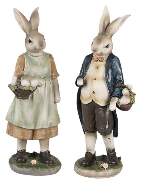 Velikonoční figurka králíčí maminky s košíkem vajíček – 25 cm