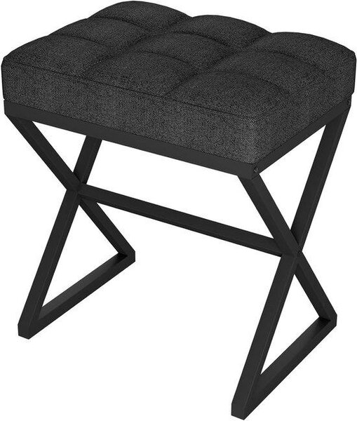Konferenční stolek – Podnožka – Stolek na líčení – Kovové nohy ve tvaru X – 40 x 30 x 46 cm – Černá barva