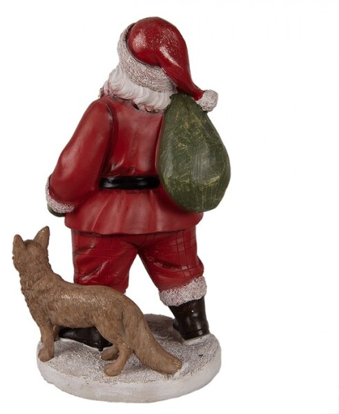 Figurka Santa Clause s pytlem dárků a lištičkou – 16x14x26 cm