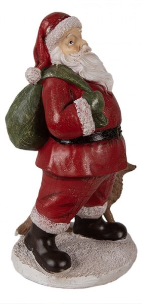 Figurka Santa Clause s pytlem dárků a lištičkou – 16x14x26 cm
