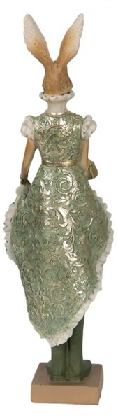 Figurka fešácké králičice v zelených šatech – 11x8x33 cm