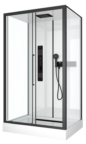 Kompletní sprchový kout MARWELL Kompletní sprchový kout bílý obdélník 90 x 115 x 215 cm - Kompletní sada včetně sprchové vaničky a baterie - Sprchový kout s čelním vstupem a vysoce kvalitním hliníkovým profilem