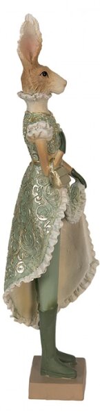 Figurka fešácké králičice v zelených šatech – 11x8x33 cm