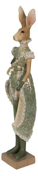 Figurka fešácké králičice v zelených šatech – 11x8x33 cm