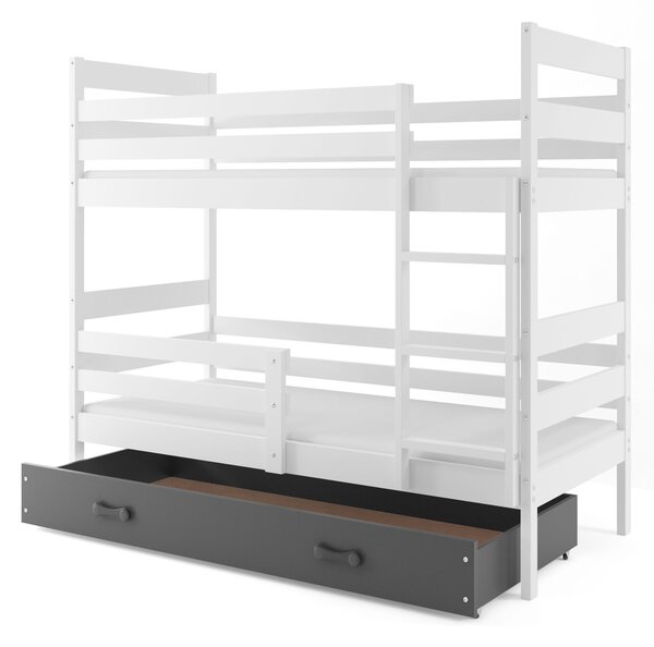 Patrová postel 80 x 160 cm Eril B (bílá + grafit) (s rošty, matracemi a úl. prostorem). Vlastní profesionální přeprava až k Vám domů 1056541