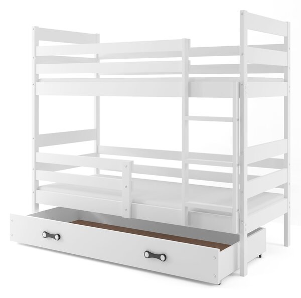 Patrová postel 80 x 160 cm Eril B (bílá + bílá) (s rošty, matracemi a úl. prostorem). Vlastní profesionální přeprava až k Vám domů 1056540