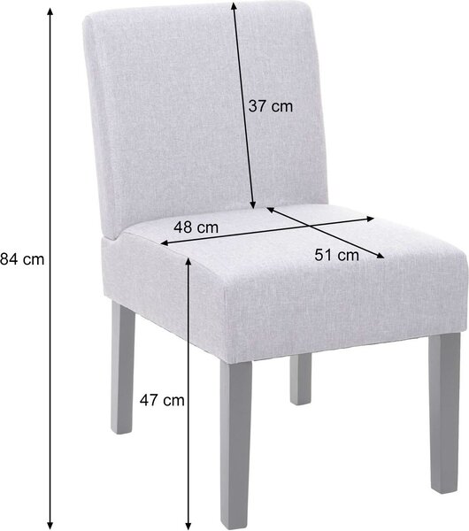 Sada 2 jídelních židlí HWC-F61, lounge chair, látka/textil šedá