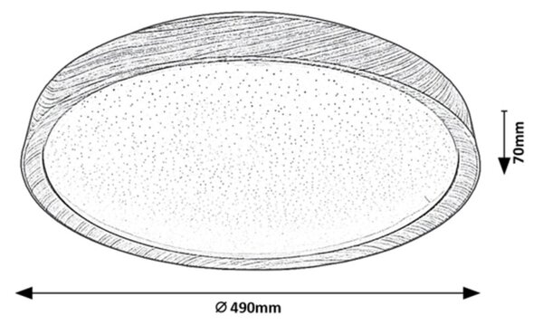 Rabalux 3500 LED stropní svítidlo Sherwood 1x50W | 4000lm | 3000-6500K | RGB - dálkové ovládání, nastavitelná teplota osvětlení, hvězdný efekt, časovač, noční režim, stmívatelné, dřevo
