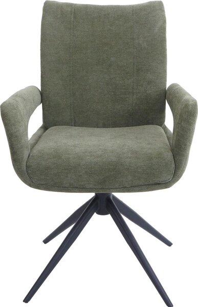 Sada 6 jídelních židlí HWC-O78, kuchyňská židle, otočná, látka/textil šenil (310 g/m²) Oeko-Tex zelená