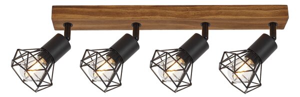 Rabalux 3140 přisazené stropní bodové svítidlo Zeus 4x40W | E14 - dřevo, černá