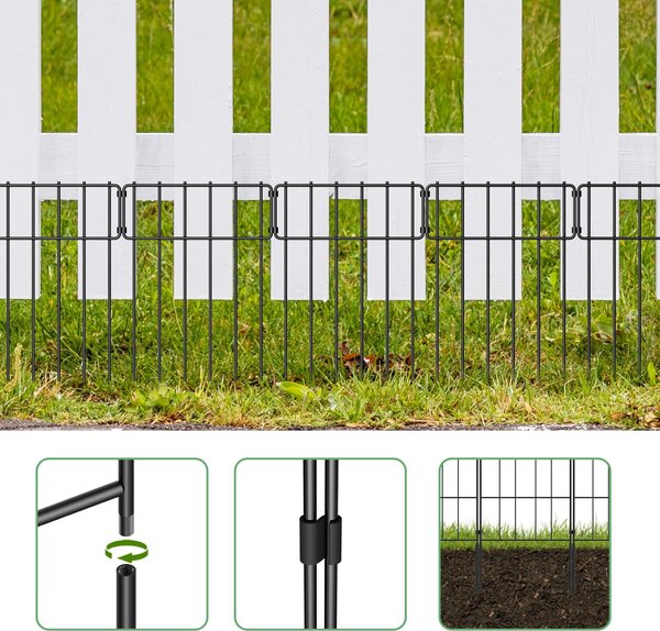 25 kusů plotových prvků pro oddělení zvířat, dekorativní plot, výška 43 cm, celková délka 8,2 metru
