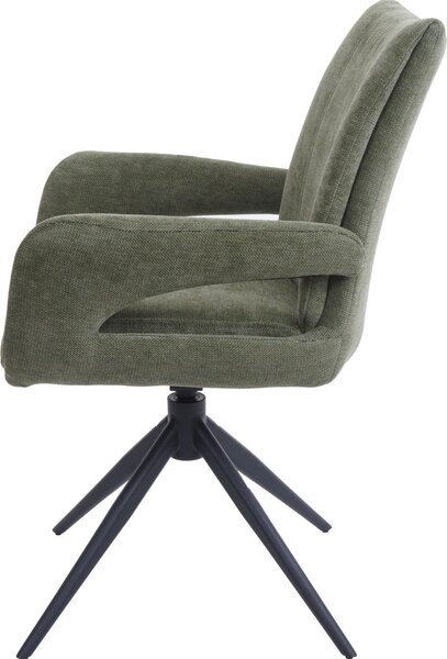Sada 6 jídelních židlí HWC-O78, kuchyňská židle, otočná, látka/textil šenil (310 g/m²) Oeko-Tex zelená