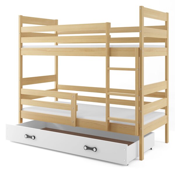 Patrová postel 80 x 160 cm Eril B (borovice + bílá) (s rošty, matracemi a úl. prostorem). Vlastní profesionální přeprava až k Vám domů 1056550