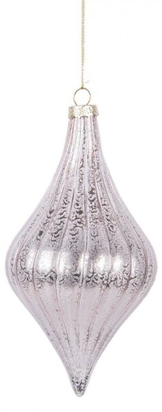 Růžová skleněná vánoční ozdoba Rensjul IV – 8x15 cm