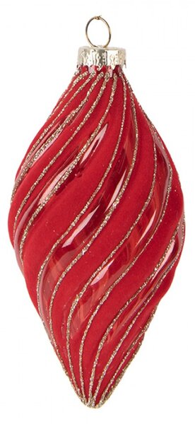 Červená skleněná vánoční ozdoba Lisanne – 7x13 cm