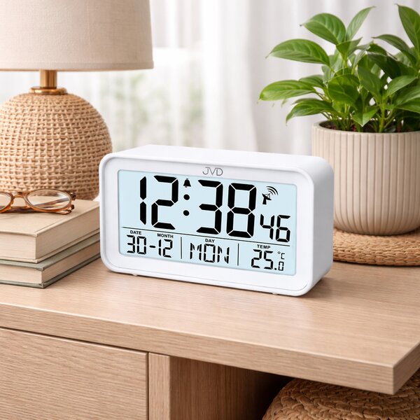 JVD Digitální stříbrný rádiem řízený budik JVD RB3544.1