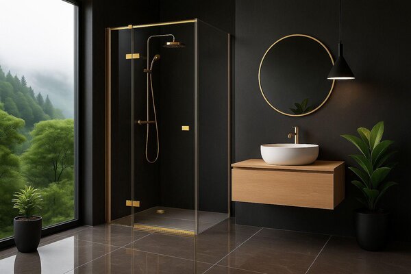 Sprchový Kout Rea Atlas 120X80 Bruch Gold Right