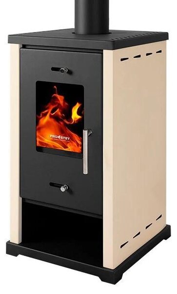 EKO Mini krbová kamna na dřevo 6,3 kW slonovinová ocel Ekodesign A+ 82% účinnost