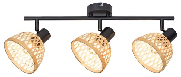 Rabalux 3135 přisazené stropní bodové svítidlo Rattan 3x15W | E14 - černá, přírodní