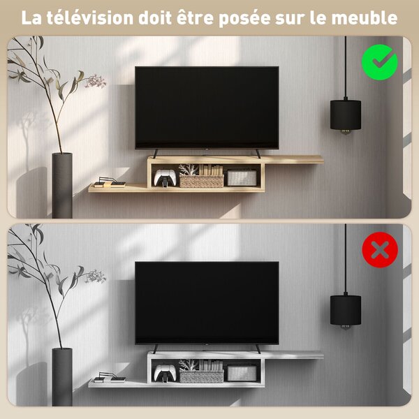 HOMCOM Floating Wall TV Stand se policí - Dub | Aosom