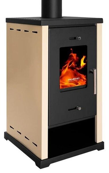 EKO Mini krbová kamna na dřevo 6,3 kW slonovinová ocel Ekodesign A+ 82% účinnost