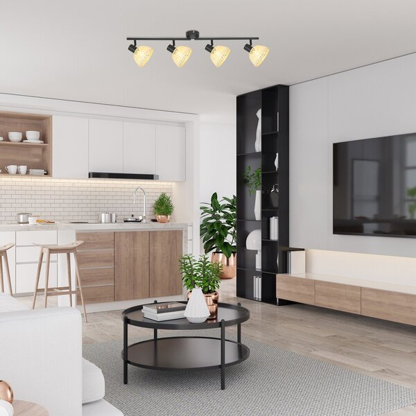 Rabalux 3136 přisazené stropní bodové svítidlo Rattan 4x15W | E14 - černá, přířodní