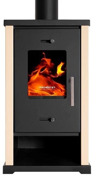 EKO Mini krbová kamna na dřevo 6,3 kW slonovinová ocel Ekodesign A+ 82% účinnost