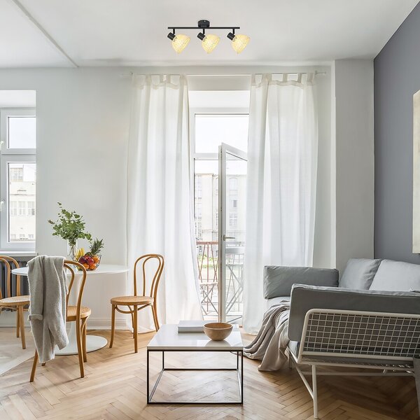Rabalux 3135 přisazené stropní bodové svítidlo Rattan 3x15W | E14 - černá, přírodní