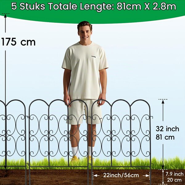 Kovové plotové panely, výška 81 cm, šířka 56 cm, sada 5 kusů, vhodné pro psy a do zahrady